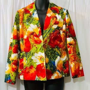 Chico’s women’s colorful Jacket size 1 colorful fun lined